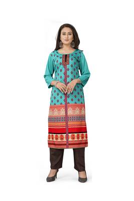 latest green crepe kurti 1