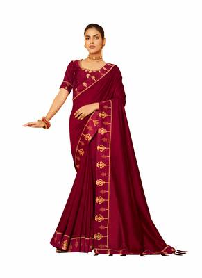 Designer party wear Crepe silk With Heavy Thread and  Lace  Border work saree 1