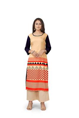 Latest beige crepe kurti 1