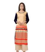 Latest beige crepe kurti