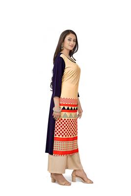 Latest beige crepe kurti 2