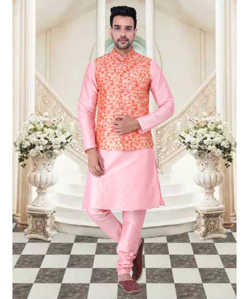 multicolor dupion silk MENS KURTA
