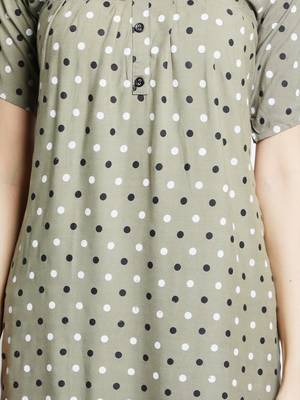 Rayon Polka Dots Printed Flared Women Kurti (Green) 5