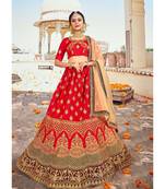 Red Heavy Zari Embroidred & Fancy Daimond Work silk & Satin  Lehenga Choli with Blouse and Dupatta