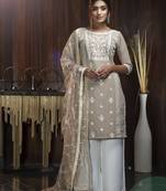 Beige thread embroidery georgette salwar