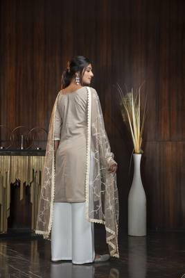 Beige thread embroidery georgette salwar 2