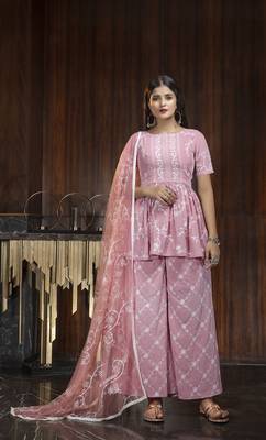 casual short frock with plazo