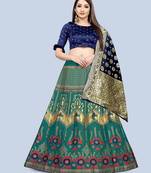 Mameraa Rama Jacquard Silk Semi-stitched Lehenga Choli