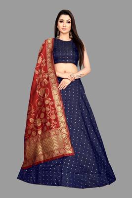 Mameraa Jacquard Silk Semi-Stitched Lehenga Choli 1