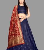 Mameraa Jacquard Silk Semi-Stitched Lehenga Choli
