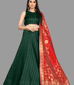 Mameraa Jacquard Silk Semi-Stitched Lehenga Choli