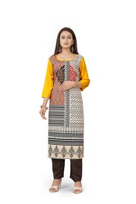 Latest yellow crepe kurti 1