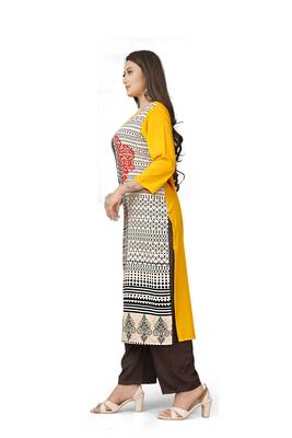 Latest yellow crepe kurti 2