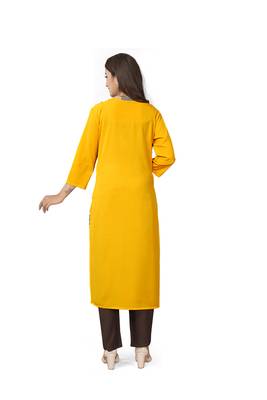 Latest yellow crepe kurti 3