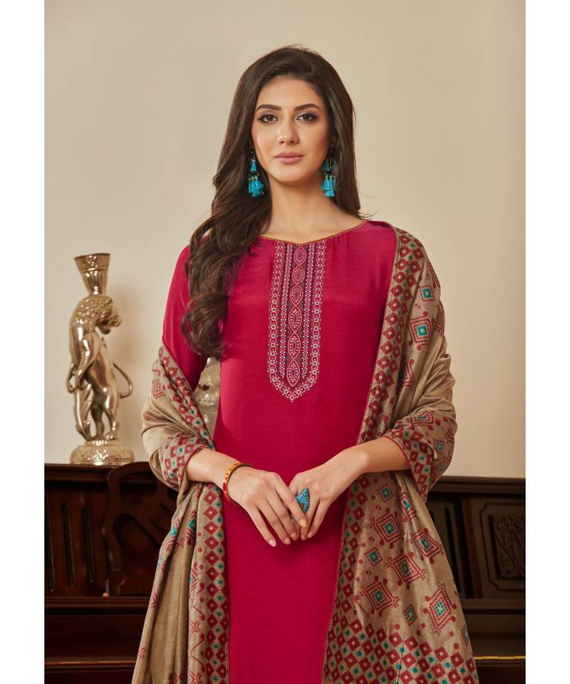 Golden Yellow Color Muslin Silk Woven Top Material and Pant Material With Mushroon Beautiful Dupatta