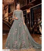 Embroidered With Stone Work Net Gown for Women Semi-Stitched