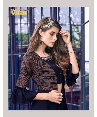 Embroidered Georgette Dress Material for Women Semi-Stitched 4