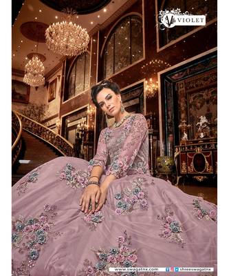 Embroidered With Stone Work Net Gown for Women Semi-Stitched 2