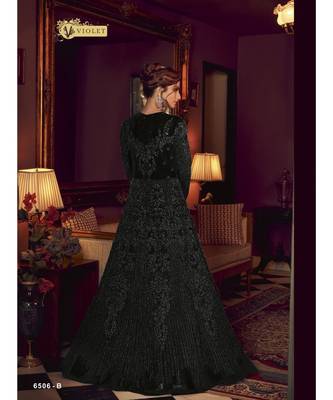 Embroidered With Stone Work Net Gown for Women Semi-Stitched 2