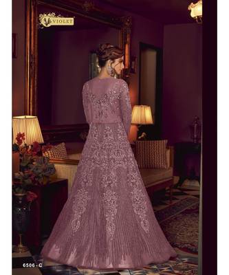 Embroidered With Stone Work Net Gown for Women Semi-Stitched 2
