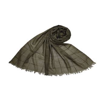 Square Box Checkered Cotton Grid Hijab- Dark Green - Size - 75/185 CM 1