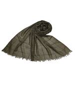 Square Box Checkered Cotton Grid Hijab- Dark Green - Size - 75/185 CM