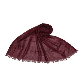 Square Box Checkered Cotton Grid Hijab- Maroon - Size - 75/185 CM 1