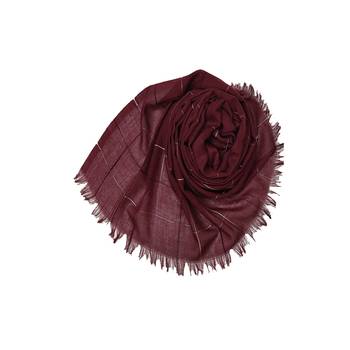 Square Box Checkered Cotton Grid Hijab- Maroon - Size - 75/185 CM 2