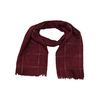 Square Box Checkered Cotton Grid Hijab- Maroon - Size - 75/185 CM 3
