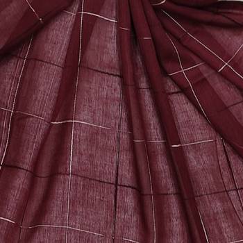 Square Box Checkered Cotton Grid Hijab- Maroon - Size - 75/185 CM 4