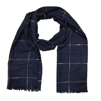 Square Box Checkered Cotton Grid Hijab - Royal Blue - Size - 75/185 CM 3