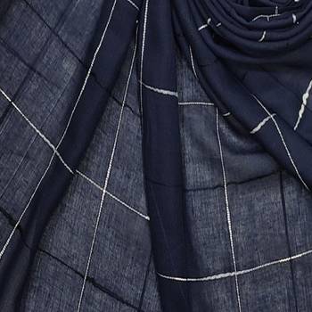 Square Box Checkered Cotton Grid Hijab - Royal Blue - Size - 75/185 CM 4
