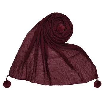 Cotton Crush Hijab With Fringe's - Maroon - Size - 75/185 CM 1