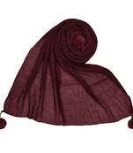 Cotton Crush Hijab With Fringe's - Maroon - Size - 75/185 CM