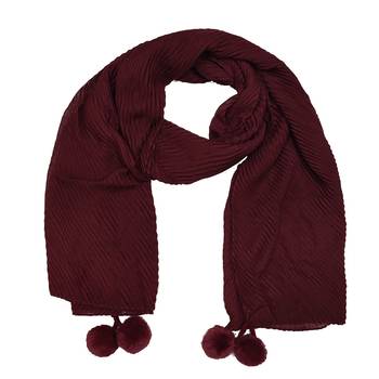 Cotton Crush Hijab With Fringe's - Maroon - Size - 75/185 CM 3
