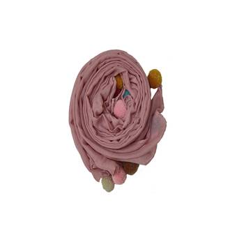 Cotton Stole With Colourful Fringe's - Purple - Size - 75/185 CM 2