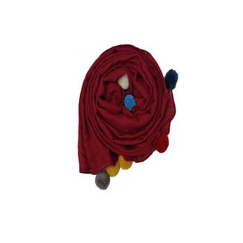 Cotton Stole With Colourful Fringe's - Maroon - Size - 75/185 CM 2