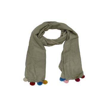Cotton Stole With Colourful Fringe's - Light Green - Size - 75/185 CM 3