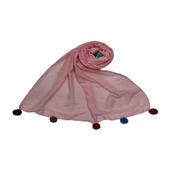 Cotton Stole With Colourful Fringe's - Pink - Size - 75/185 CM 1