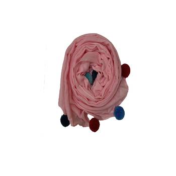 Cotton Stole With Colourful Fringe's - Pink - Size - 75/185 CM 2