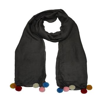 Cotton Stole With Colourful Fringe's - Grey - Size - 75/185 CM 3