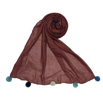 Cotton Stole With Colourful Fringe's - Light Maroon - Size - 75/185 CM 1