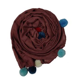 Cotton Stole With Colourful Fringe's - Light Maroon - Size - 75/185 CM 2