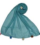 Cotton Stole With Colourful Fringe's - Blue - Size - 75/185 CM