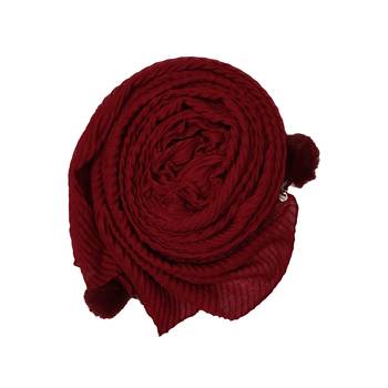 Cotton Crush Hijab With Fringe's - Maroon - Size - 75/185 CM 2