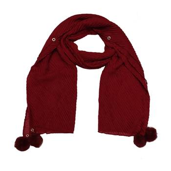 Cotton Crush Hijab With Fringe's - Maroon - Size - 75/185 CM 3