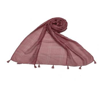 White Threaded Grid Hijab - Purple - Size - 75/185 CM 1