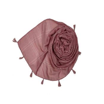 White Threaded Grid Hijab - Purple - Size - 75/185 CM 2