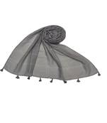 White Threaded Grid Hijab - Grey - Size - 75/185 CM