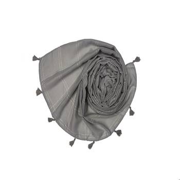 White Threaded Grid Hijab - Grey - Size - 75/185 CM 2